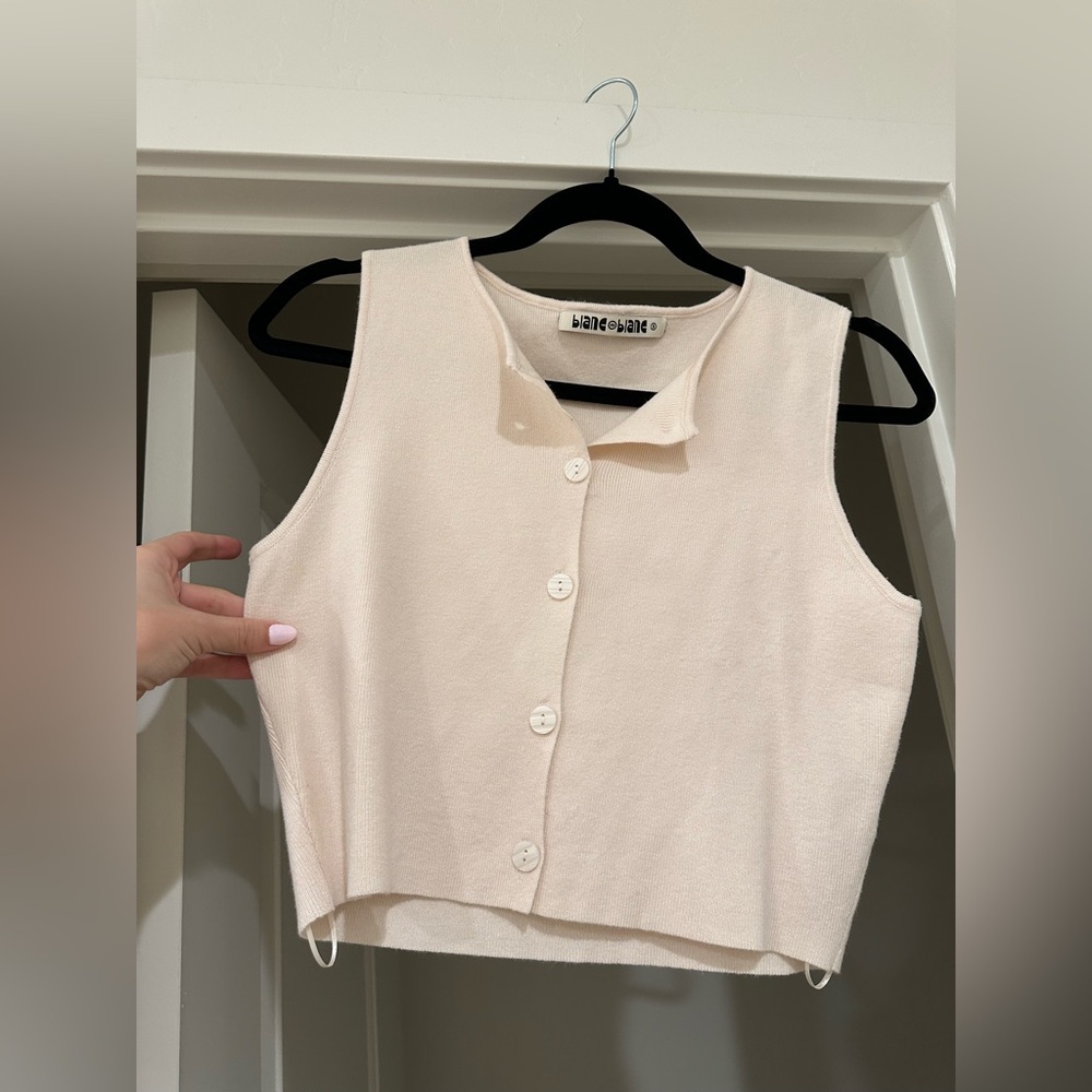 Cream Sleeveless Knit Top